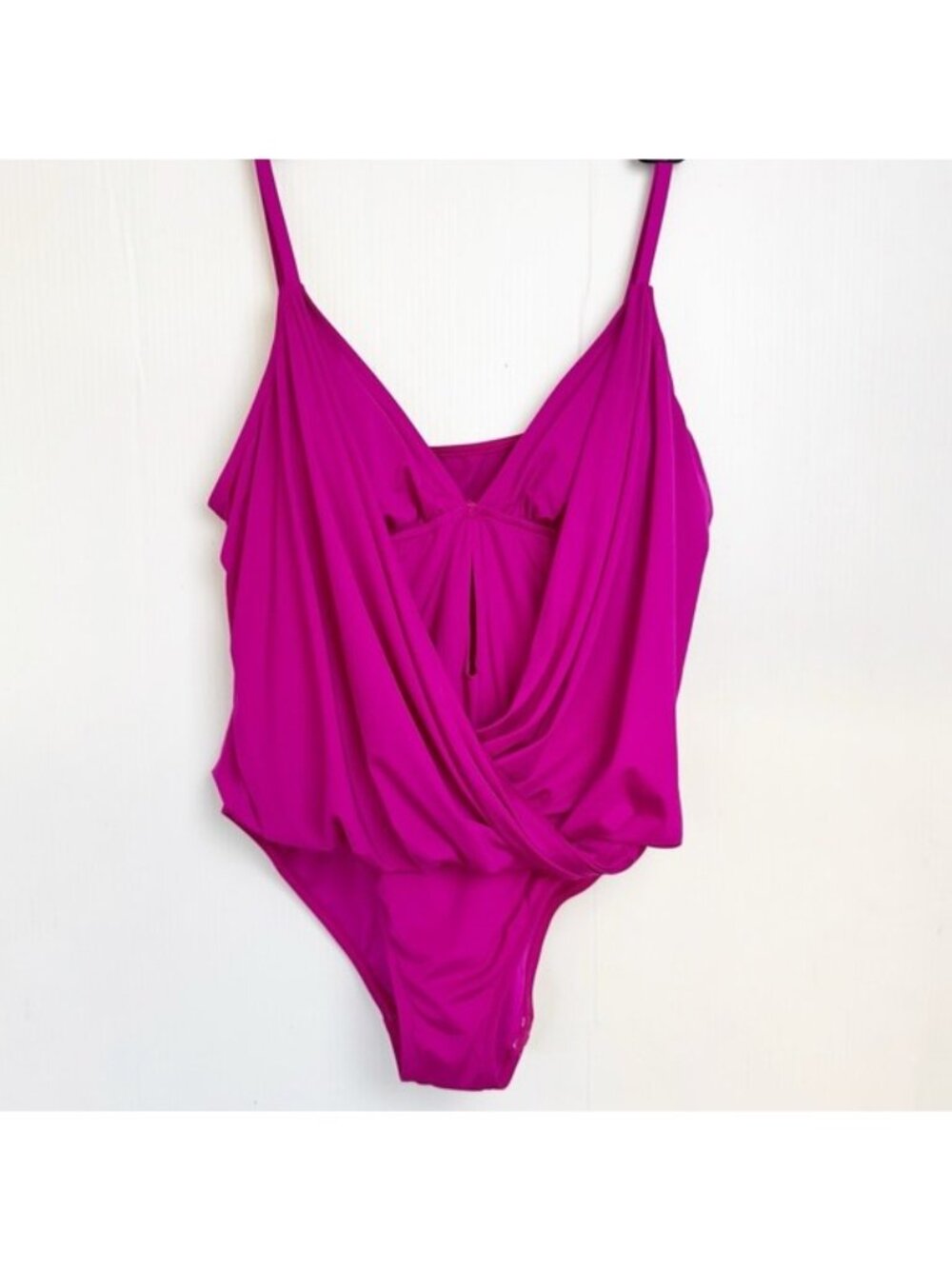 Badgley Mischka Draped Front RaspBerry/Fuchsia color. Swimsuit 12